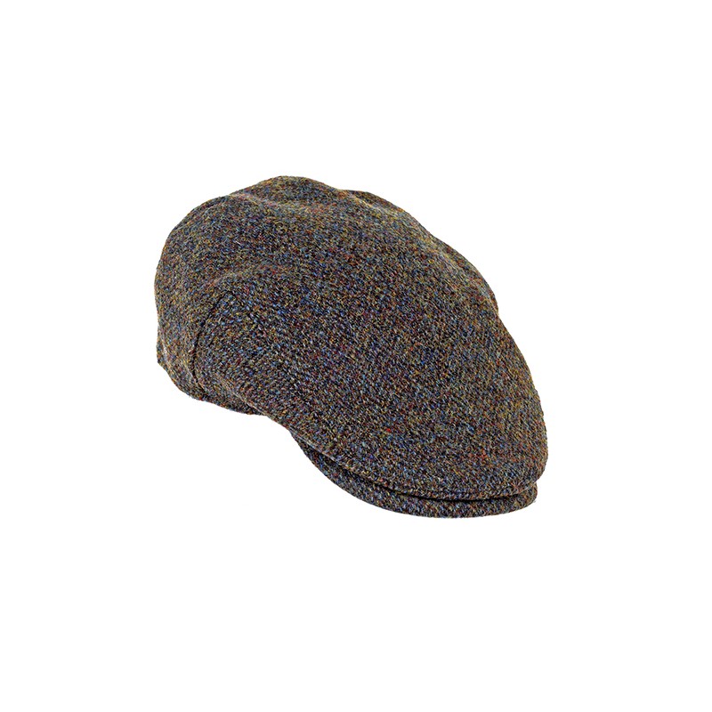 Highland flat cap in genuine Harris tweed. Colour: Forset.