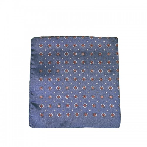 Pañuelo de seda color azul con motivo floral