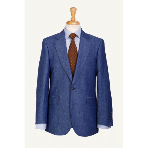 Mid blue tailored blazer in Italian linen